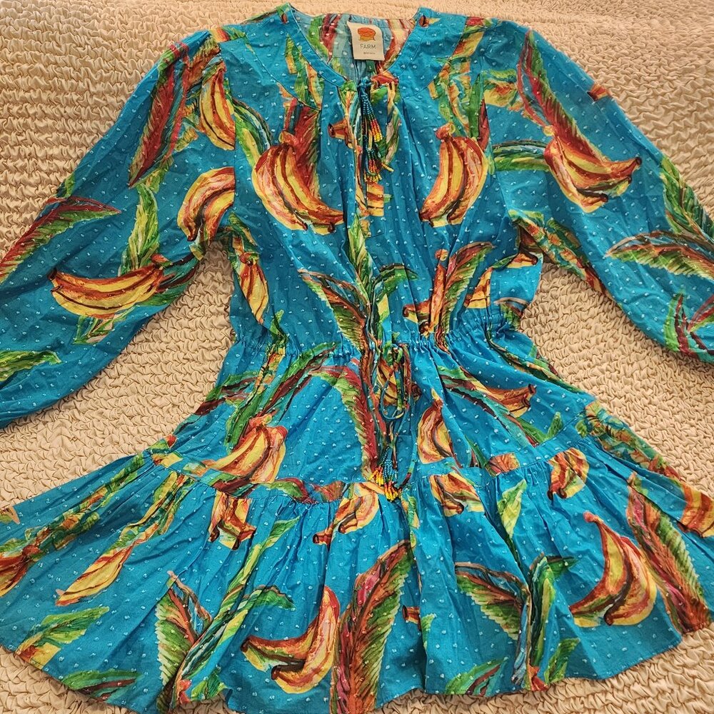 Farm Rio Banana Print Dress, Gently Worn, Size L
